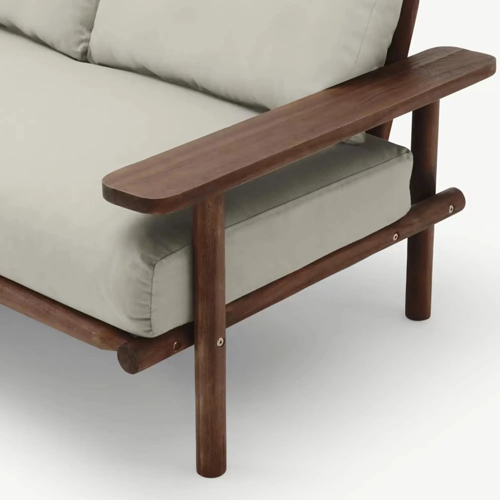 The Outsider Hoek Loungeset - Laruna - Acaciahout - Vintage Bruin / Wit - The Outsider
