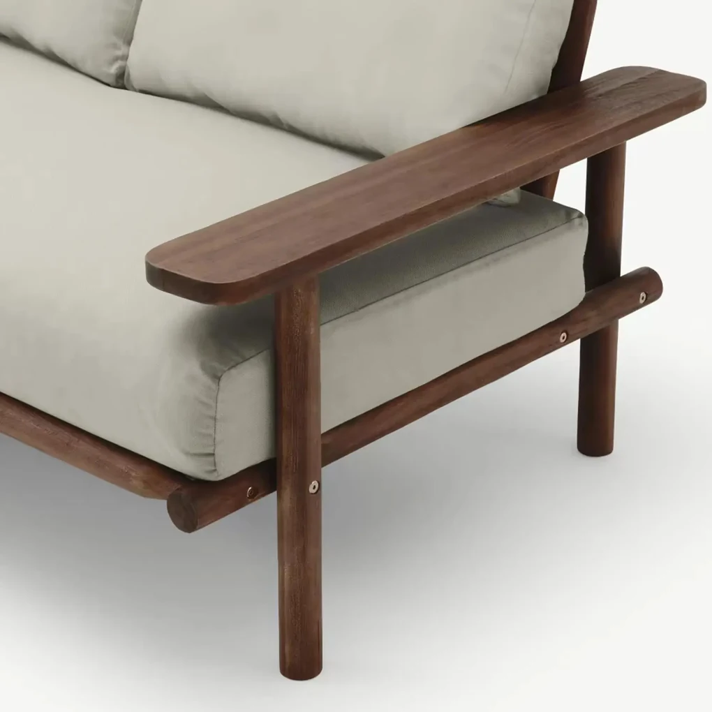 The Outsider Hoek Loungeset - Laruna - Acaciahout - Vintage Bruin / Wit - The Outsider