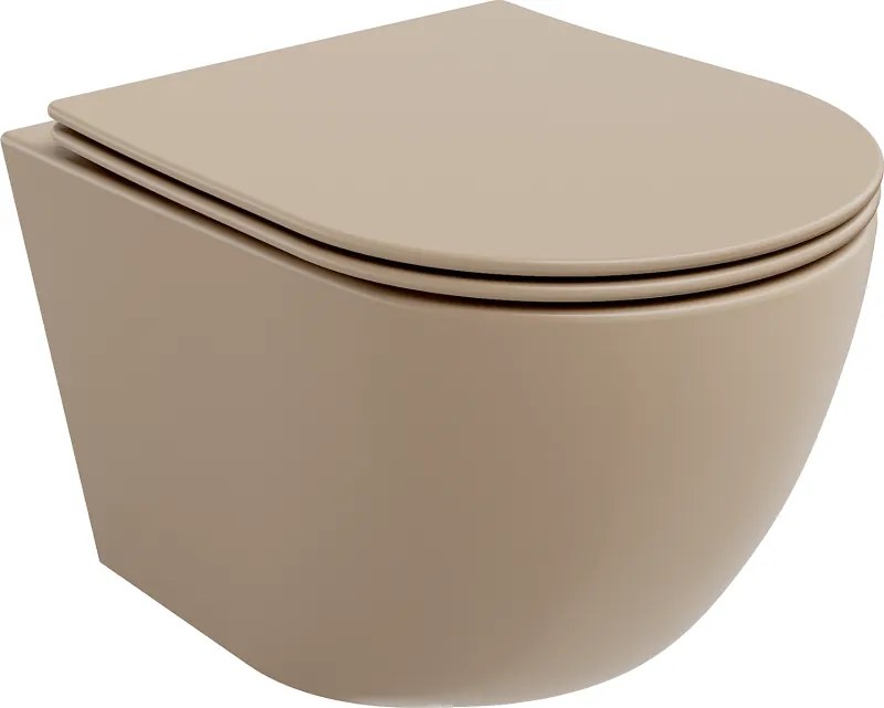 Mexen Lena wc-pot Rimless met langzaam dalende slim zitting, duroplast, cappuccino mat - 30224064