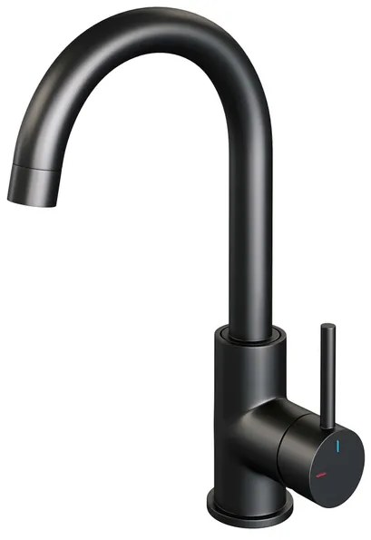 Brauer BlackEdition Wastafelmengkraan opbouw - hoog - draaibaar - ronde uitloop - model a - mat zwart 5-S-003