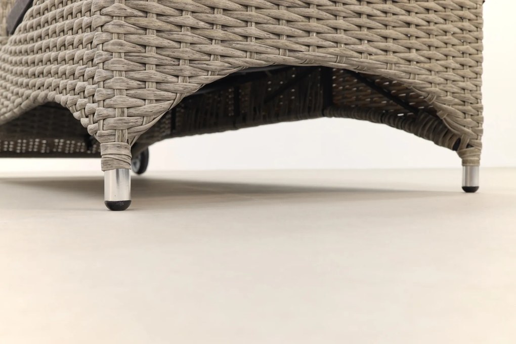 Wicker ligbed met wielen - Buffalo - white grey