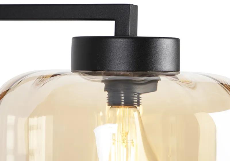 Design vloerlamp zwart met amber glas - Qara Down Design E27 Binnenverlichting Lamp