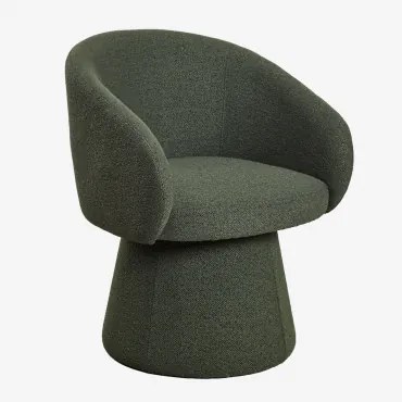 Flavian Gestoffeerde Draaifauteuil Bouclé Leger Groen - Sklum
