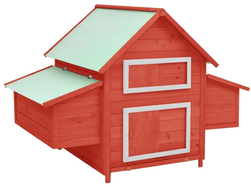 vidaXL Kippenhok 152x96x110 cm massief vurenhout rood en wit