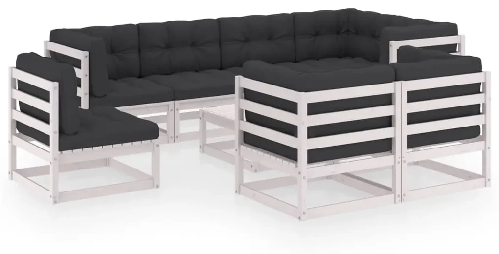 vidaXL 9-delige Loungeset met kussens massief grenenhout