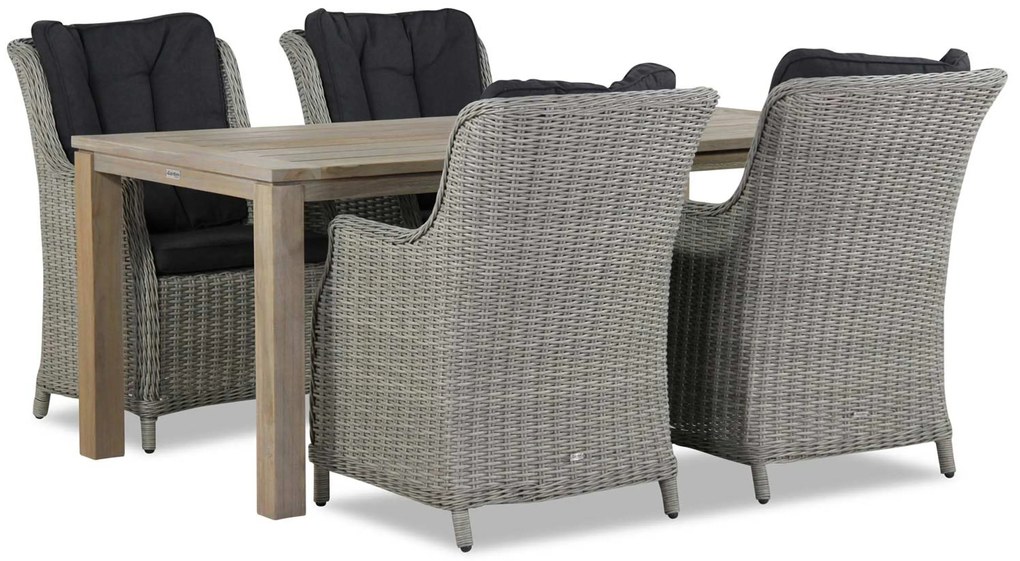 Tuinset 4 personen 180 cm Wicker Grijs Garden Collections Buckingham/Bristol
