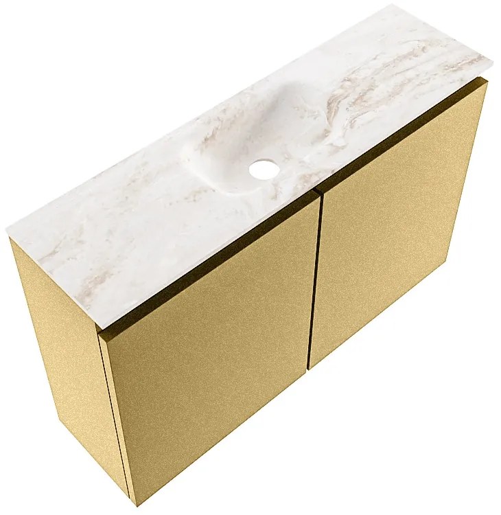 Mondiaz Ture DLux toiletmeubel 80cm oro met wastafel frappe midden zonder kraangat