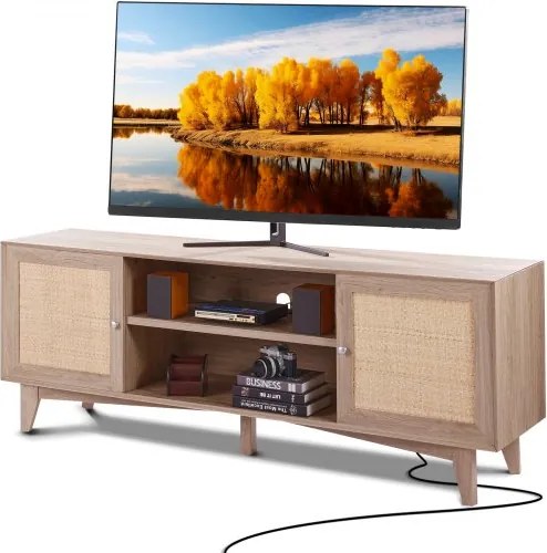 VEVOR Rotan TV-meubel 191cm TV Boho TV-meubel TV-meubel eiken