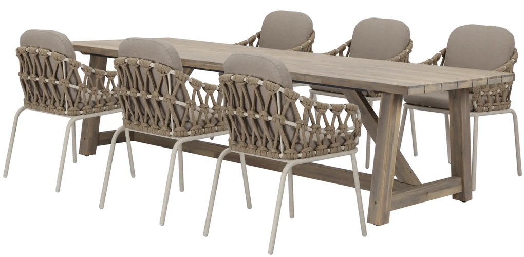 Matera Ravello dining tuinset 250x100xH76 cm 7 delig zand rope