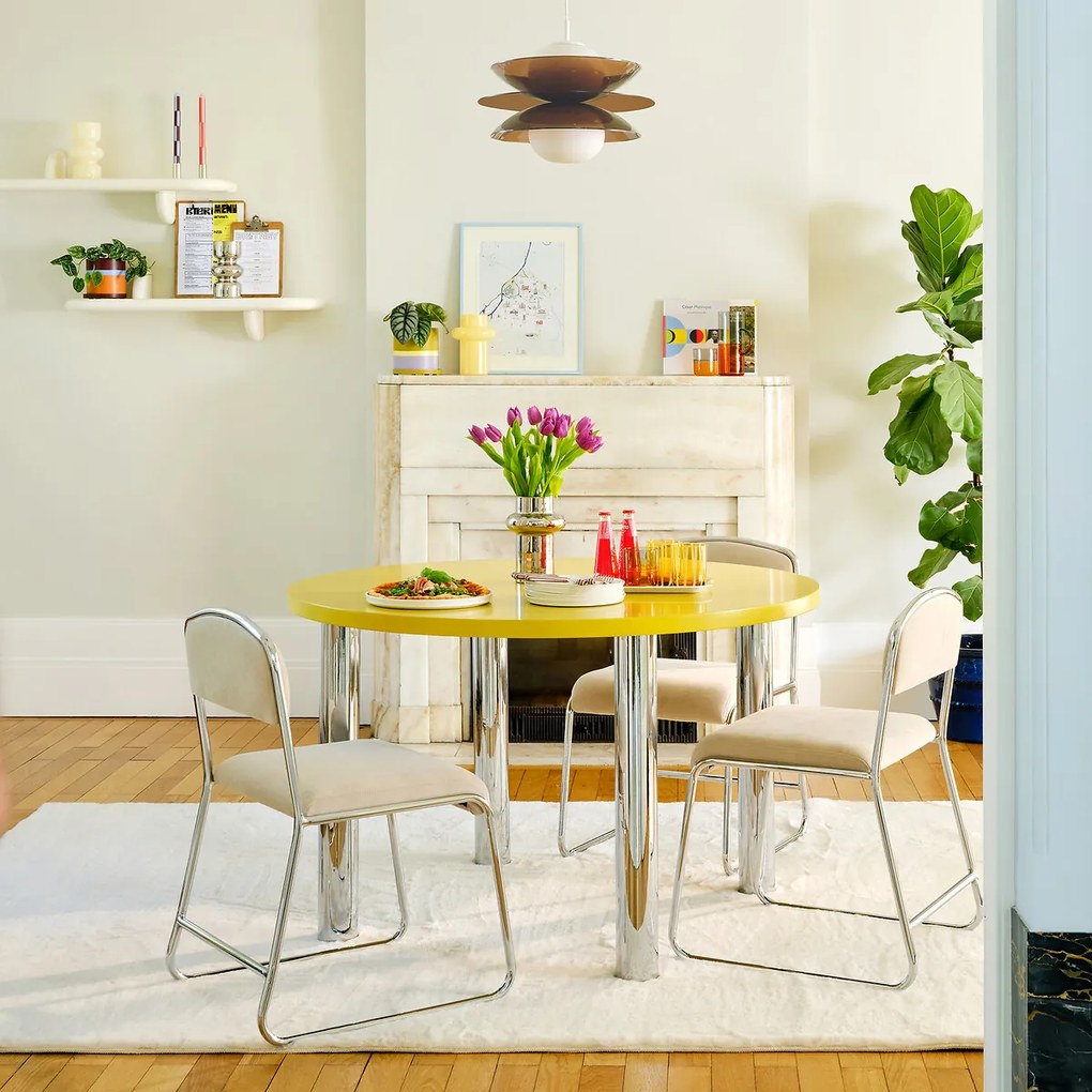 Set van 2 stoelen van chroom en stof Celestina