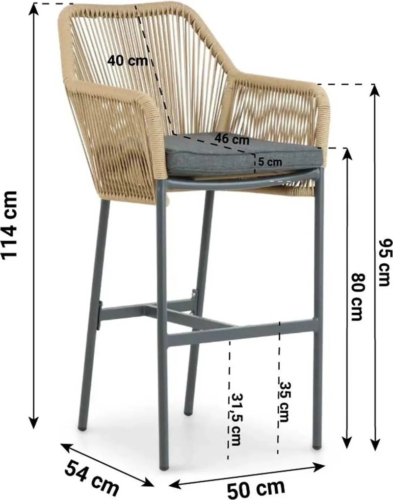Barset 4 personen 150 cm Rope Taupe De Laan Projects