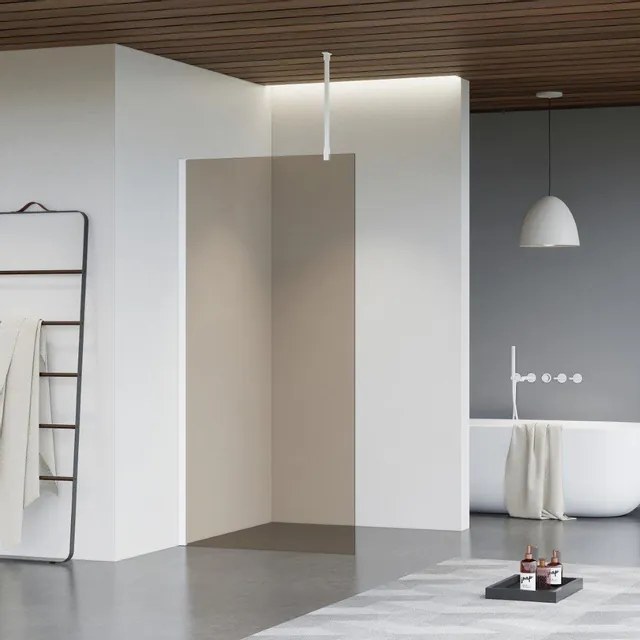 Fortifura Galeria inloopdouche - 80x200cm - rookglas - plafondarm - mat wit SW797939/SW797906/SW804546