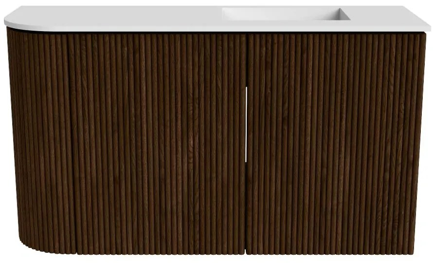 Mondiaz Joya 70cm toiletmeubel ronding links walnut met wastafel faye rechts 1 kraangat talc