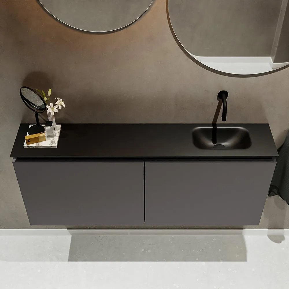 Mondiaz Ture 120cm toiletmeubel dark grey met wastafel urban rechts geen kraangat