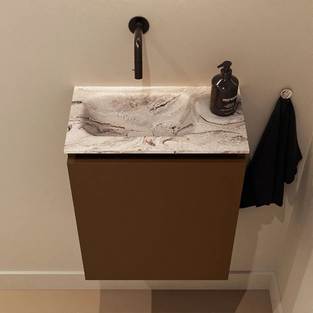 Mondiaz Ture DLux toiletmeubel 40cm rust met wastafel glace links zonder kraangat