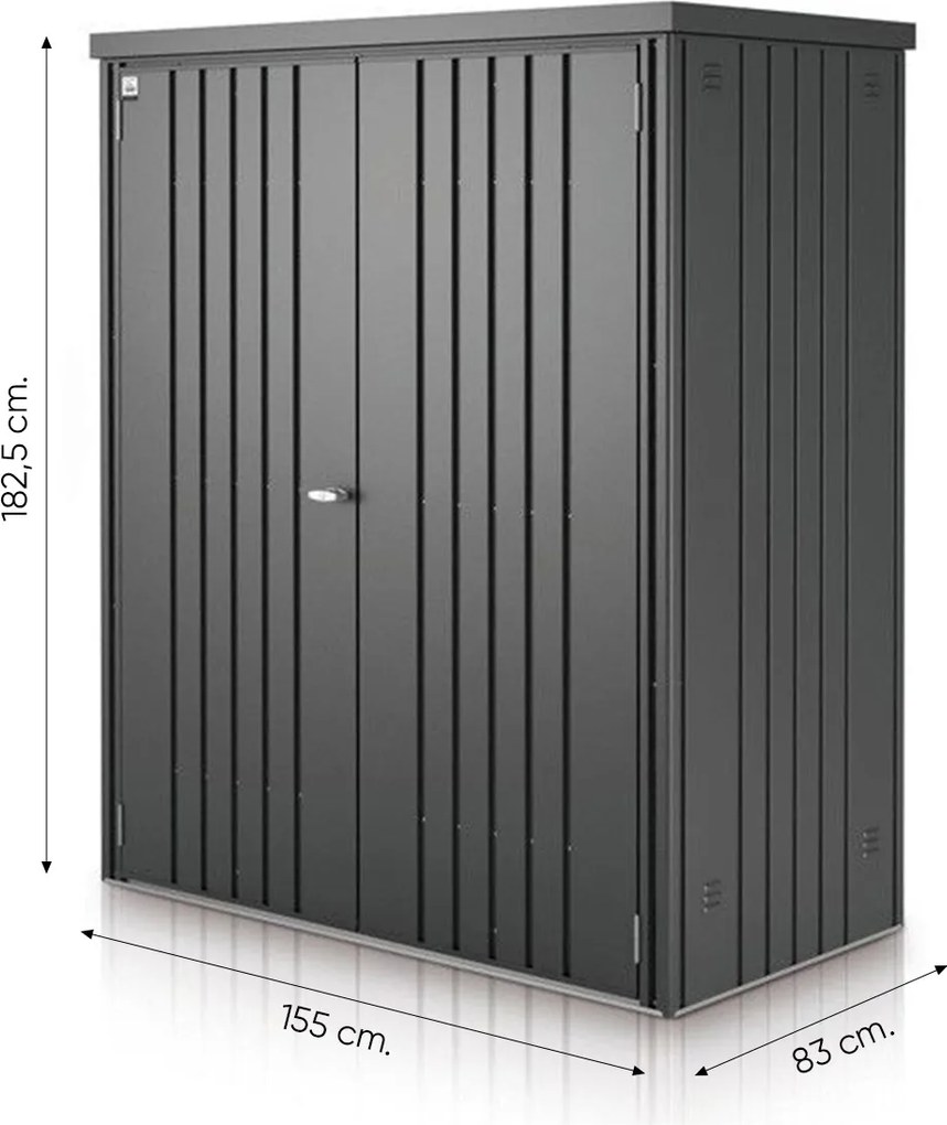 Biohort metalen tuinkast 155x83 cm. met bodemprofiel - Donkergrijs Metallic
