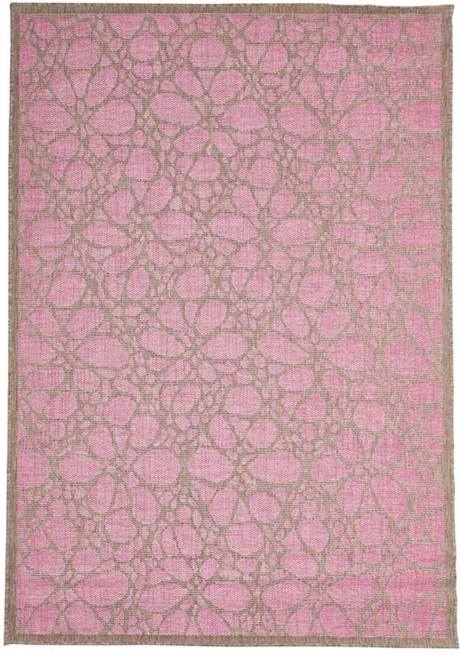 Floorita binnen/buitenvloerkleed Fiore - roze - 160x230 cm - Leen Bakker