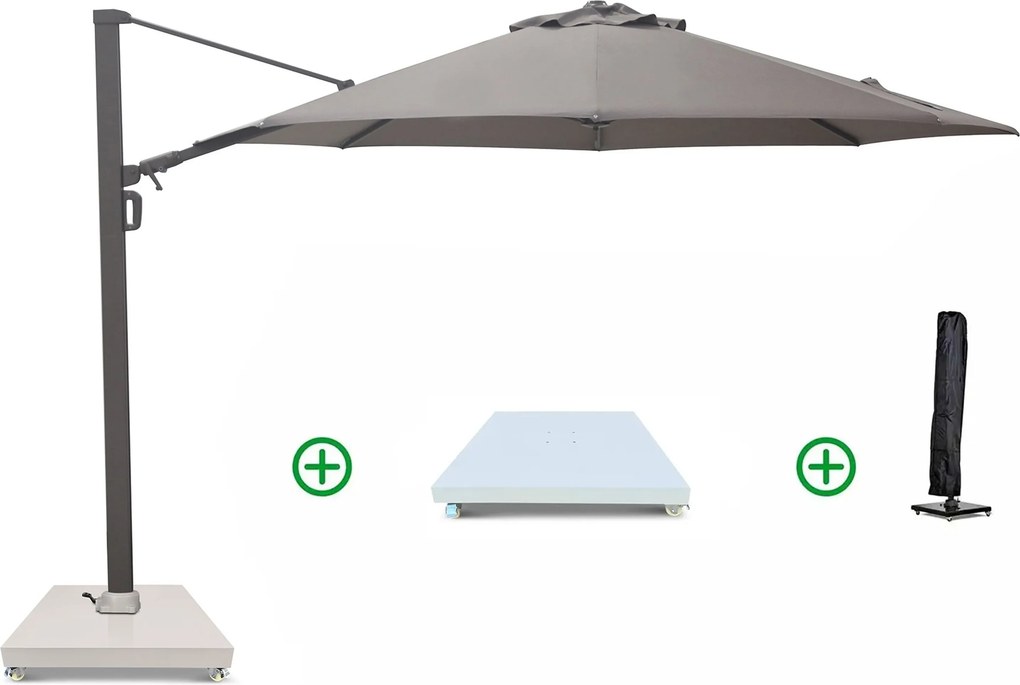 Zweefparasol 3.5m S2 Excellent (incl. voet en hoes) Taupe-naturel-bruin Camello Luna