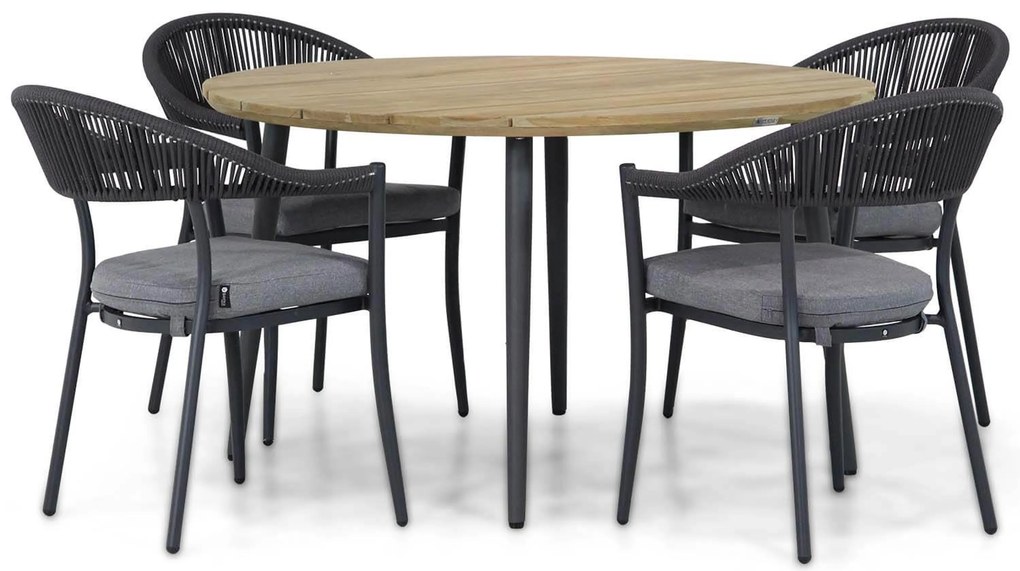 Tuinset Ronde Tuintafel 4 personen 130 cm Rope Grijs Santika Furniture Santika