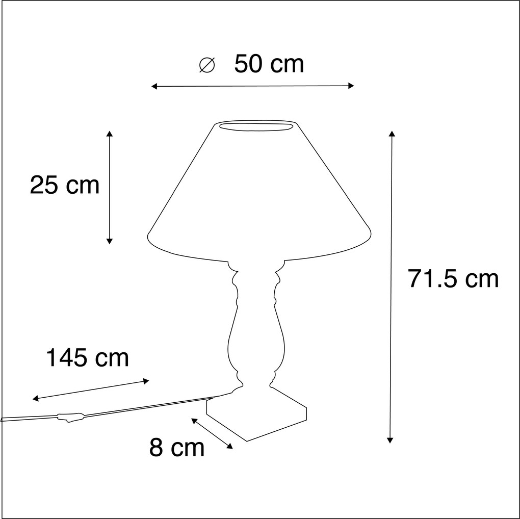 Landelijke tafellamp met linnen kap beige 50 cm - Catnip Landelijk E27 cilinder / rond rond Binnenverlichting Lamp