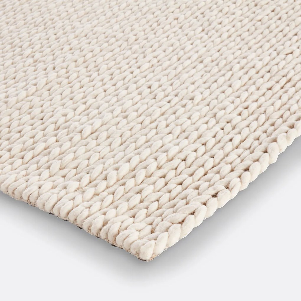 Vierkant wollen vloerkleed met tricot effect, Diano