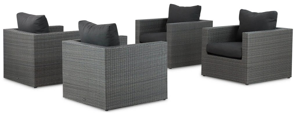 Loungeset tuin 4 personen Wicker Grijs  Garden Collections Houston