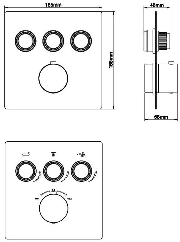 Mueller Click inbouwthermostaat 3-wegs chroom