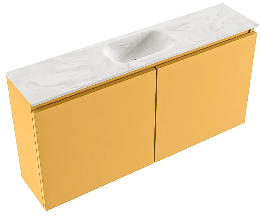 Mondiaz Ture DLux toiletmeubel 100cm ocher met wastafel ostra midden met kraangat