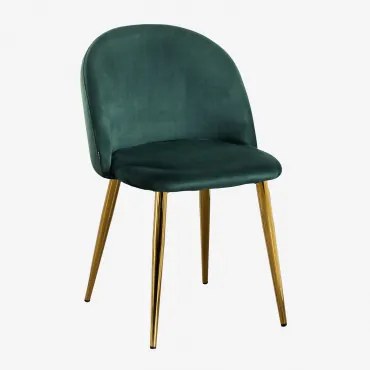 Set Van 4 Eetkamerstoelen Bekleed Met Kana Fluweel Jungle Groen & Goud - Sklum