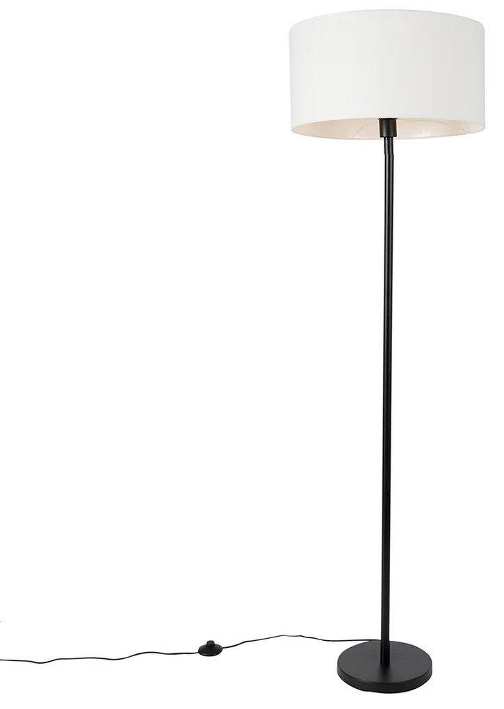 Vloerlamp zwart met kap wit 50 cm - Simplo