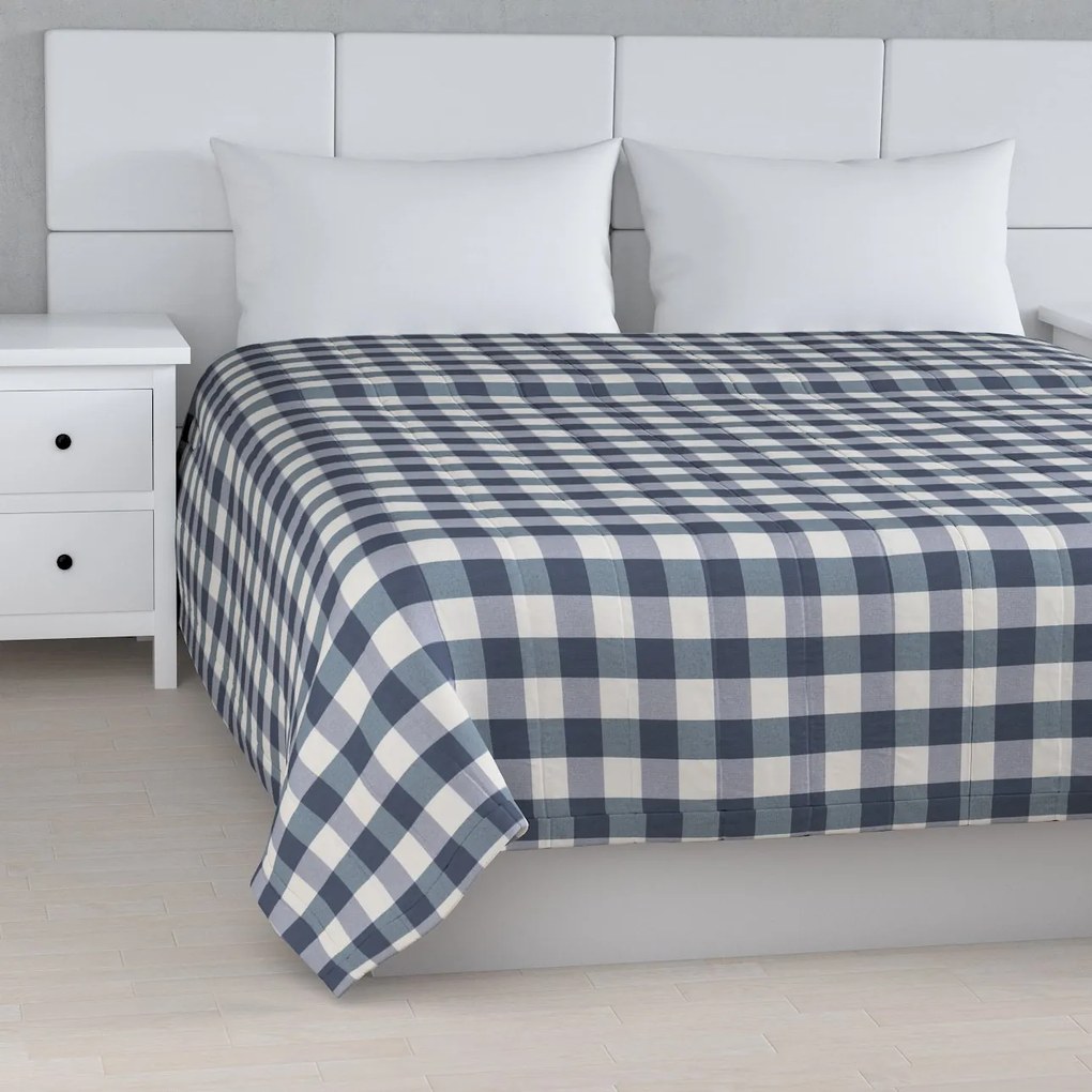 Dekoria Sprei, wit-donkerblauw geruit