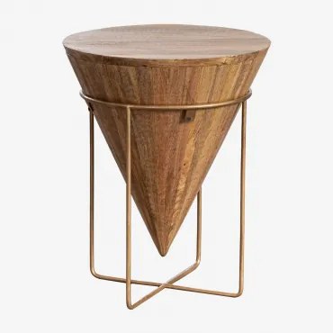 Ronde Bijzettafel Ø40 Cm Van Mangohout Piram Goud - Sklum