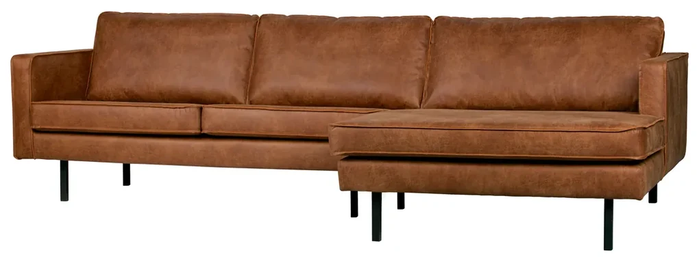 BePureHome Rodeo Hoekbank Chaise Longue Eco Leer Rechts Cognac