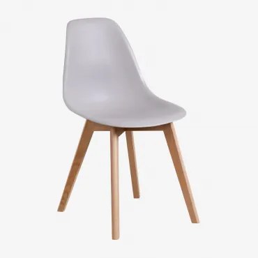 Set Van 4 Eetkamerstoelen In Polypropyleen En Beukenhout Scand Nordic Grijs – Koel - Sklum
