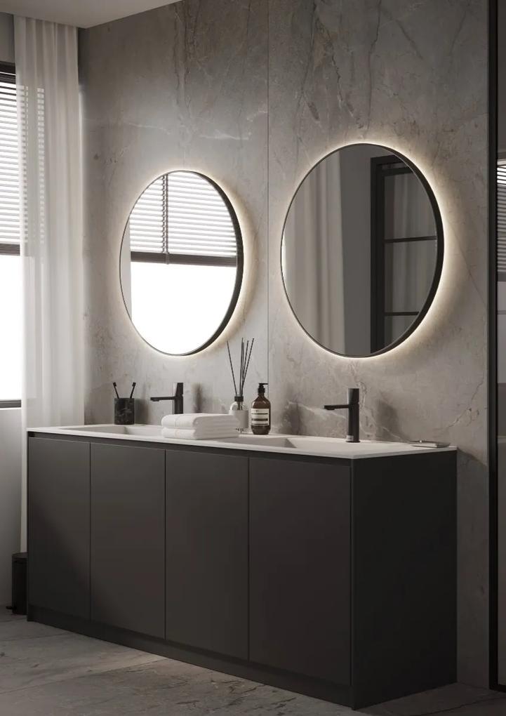 Martens Design Toronto spiegel met LED verlichting, spiegelverwarming en sensor 60cm mat zwart
