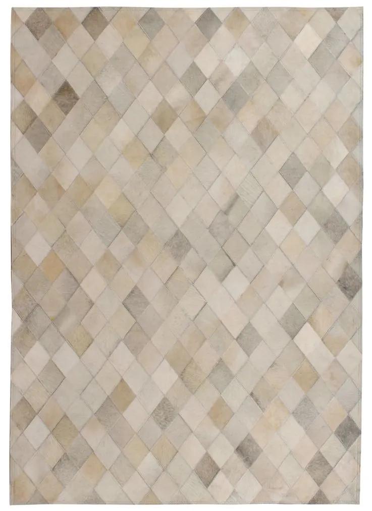 Medina Vloerkleed ruit patchwork 120x170 cm echt leer grijs