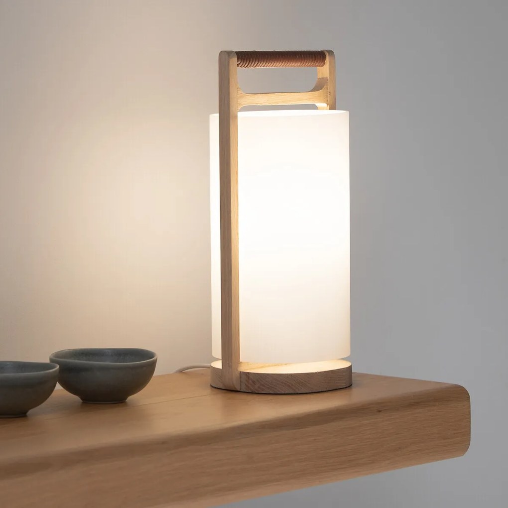 Lamp in massief eik en opaline, Fodéo