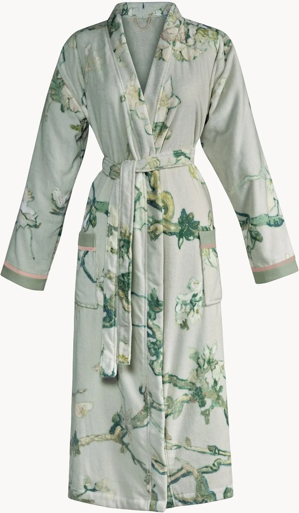 Katoenen velours unisex badjas Gogh met badstof achterzijde