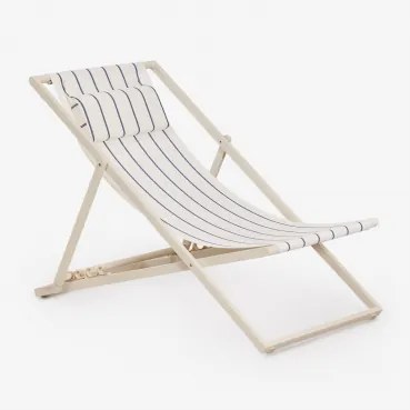 Opvouwbare Stalen Hangmat Met Kussen Jensy Tapioca Beige - Marine Blauw - Sklum