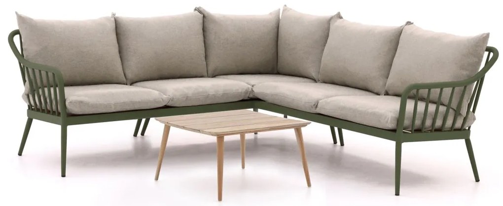 Hoek loungeset Manifesto  | 5 personen | Loungeset Groen/Old Teak Greywash | Hoekbank Aluminium | Kees Smit Tuinmeubelen