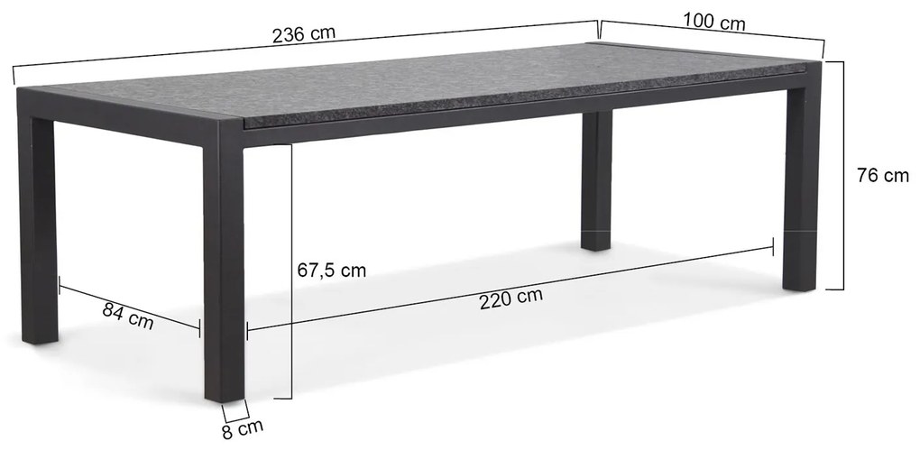 Hartman Royal Club/Edmonton 240 cm dining tuinset 7-delig