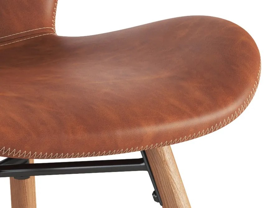 ALTEA Eco-leer Retro Brandy/poten natuur eiken – MODERNE STOEL VOOR WOONKAMER/EETKAMER/KEUKEN/KANTOOR