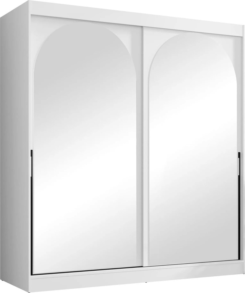 Kledingkast Toledo 133, Zwart, Wit, 216x200x65cm, 184.5 kg, Kledingkast deuren: Schuivend