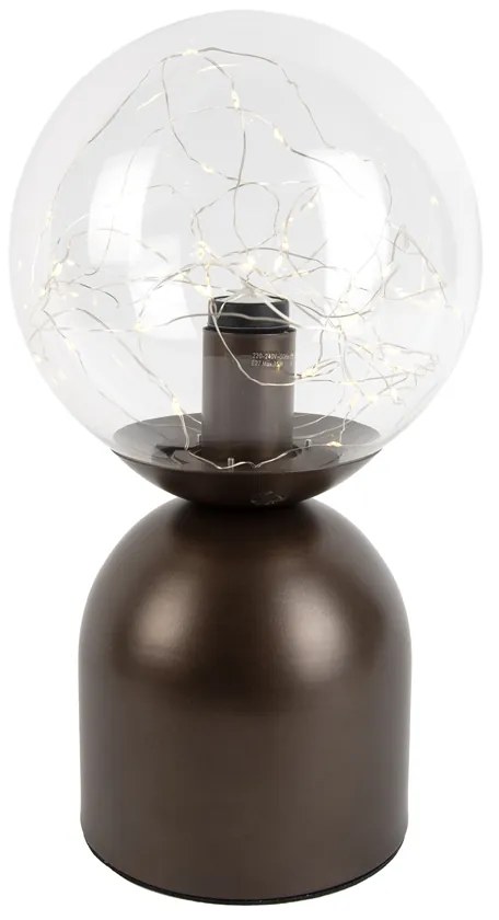 Hotel chique tafellamp donkerbrons met helder glas incl. E27 lichtsnoer - Pallon TrendHotel chique E27 bol / globe / rond Binnenverlichting Lamp