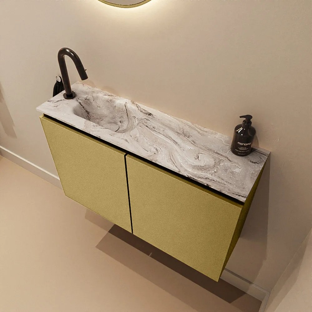 Mondiaz Ture DLux toiletmeubel 80cm oro met wastafel glace links met kraangat