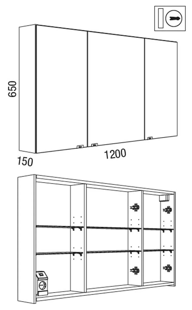 Muebles Ally spiegelkast 120x65cm