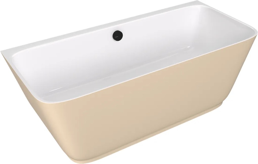 Polysan Skylla halfvrijstaand bad beige mat/wit mineraalmarmer 170x75cm
