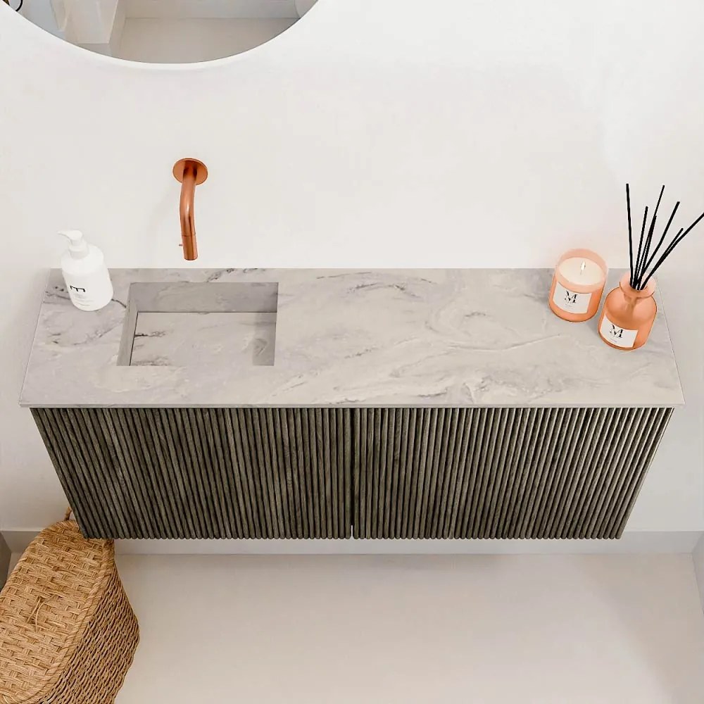 Mondiaz Joya DLux 90cm toiletmeubel shadow met wastafel faye links zonder kraangat glace