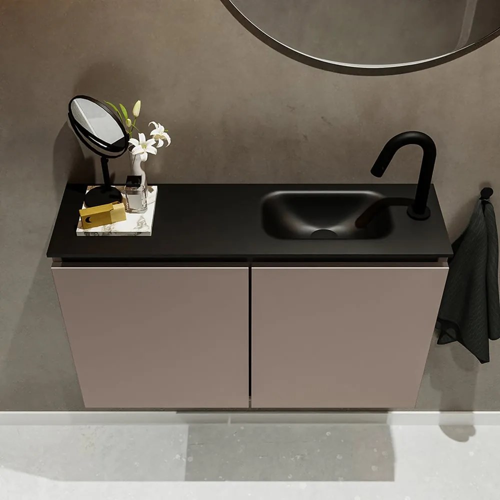 Mondiaz Ture 80cm toiletmeubel smoke met wastafel urban rechts 1 kraangat