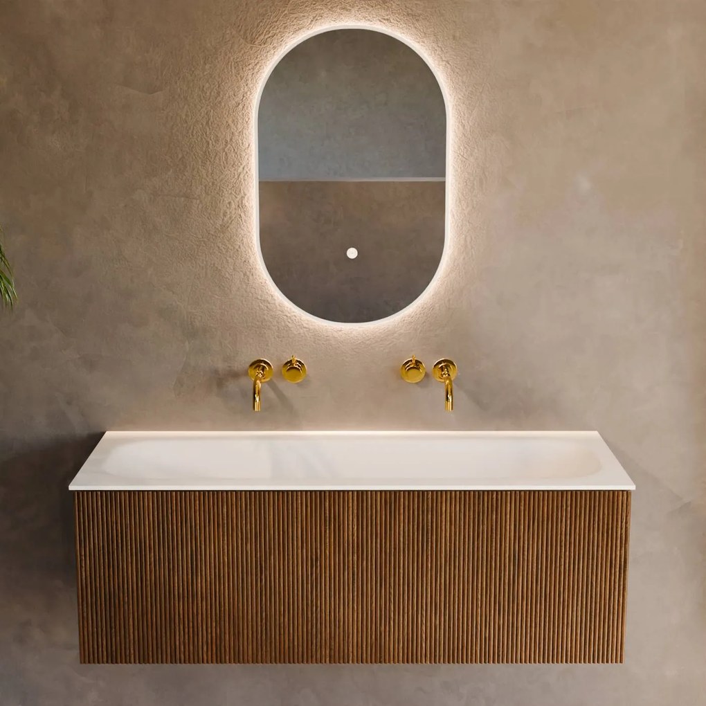 Mondiaz Kurve 120cm badmeubel dusk met 1 lade en wastafel big large midden zonder kraangat